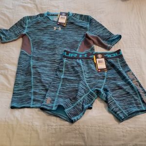 men's compression shirt and shorts